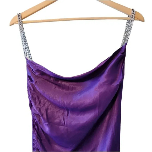 Zara Women's Satin Ruched Bloggers Favorite Purple Mini Cocktail Dress Size XS - Picture 10 of 15